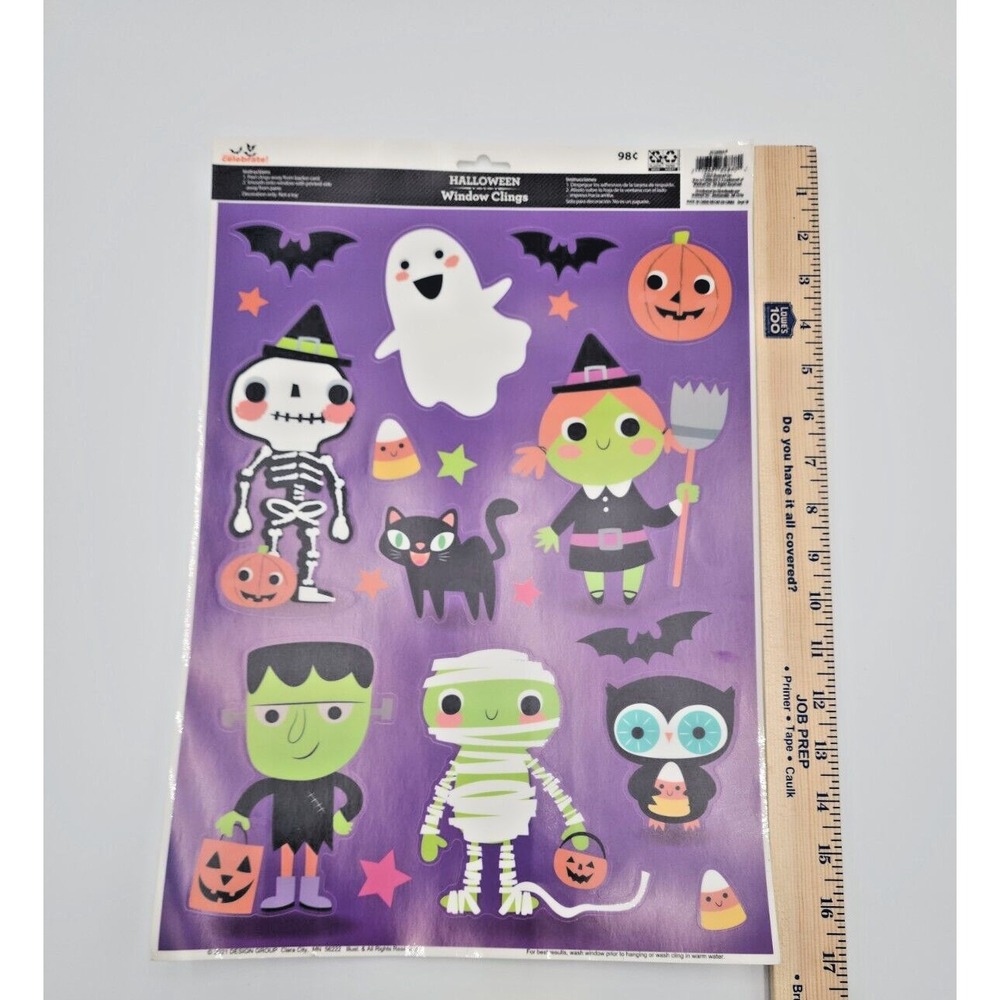 Halloween Window Clings Frankenstein Witch Mummy‎ Pumpkin Black Cat Ghost SPOOKY
